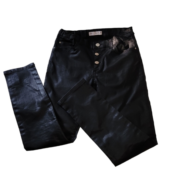 Zara Kids Black Faux Leather Leggings - Picture 6 of 8